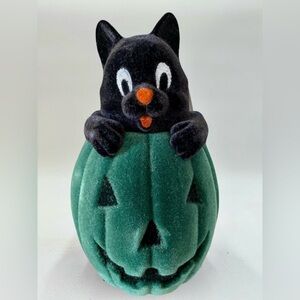 New Flocked Vintage Halloween Blow Mold Inspired Black Cat